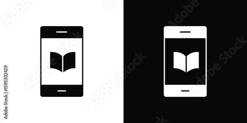 Ebook icon in modern thin line and glyph concept.