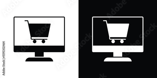 E commerce platform icon in modern thin line and glyph concept.