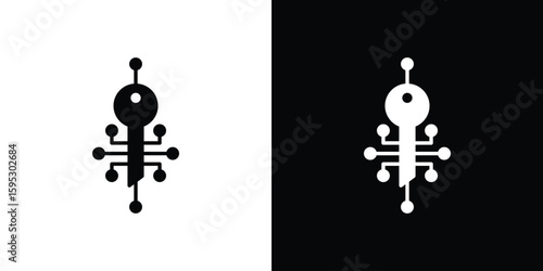 Digital key icon in modern thin line and glyph concept.