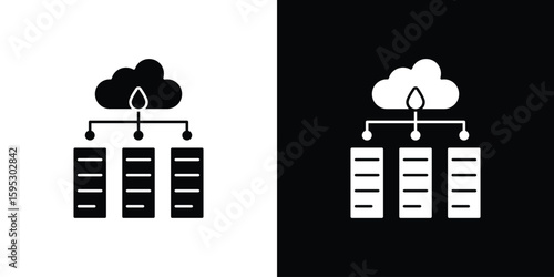 Data center icon in modern thin line and glyph concept.