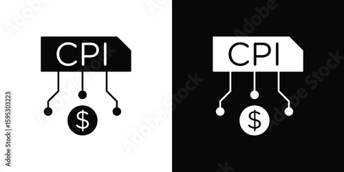 Consumer prices index icon in modern thin line and glyph concept.