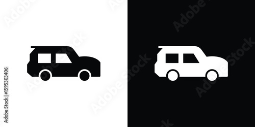 Compact car icon in modern thin line and glyph concept.