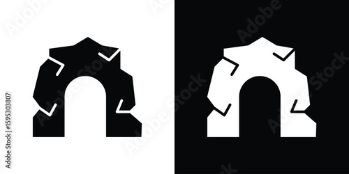cave icon in modern thin line and glyph concept.