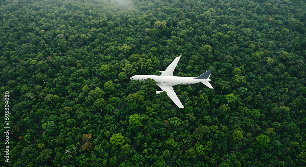 Fototapeta premium Aerial view of forest background, airplane flying over forest wallpaper, green forest view 