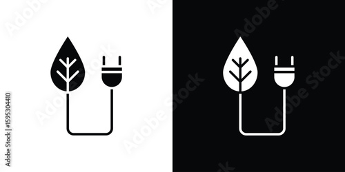 Biomass energy icon in modern thin line and glyph concept.