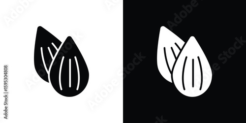 Almond icon in modern thin line and glyph concept.