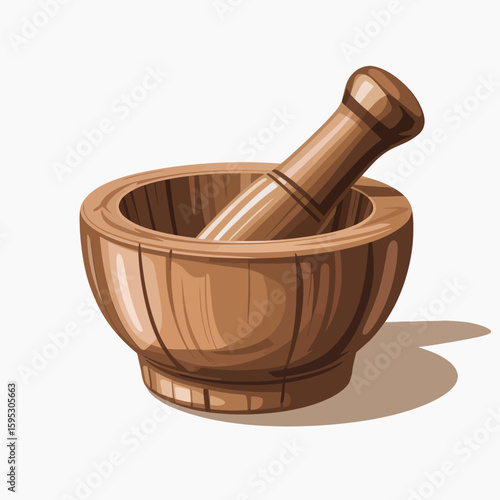Wooden mortar and pestle for grinding herbs and spices
