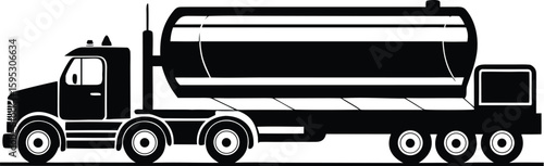 Tanker truck silhouette, fuel truck icon, transport vehicle vector