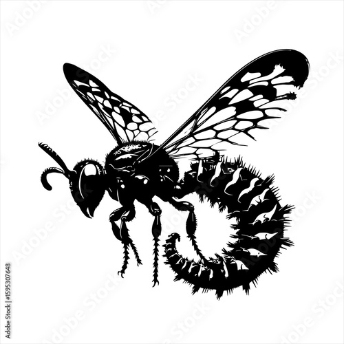 Flying bee with striped body