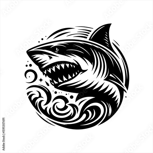 Aggressive shark head illustration