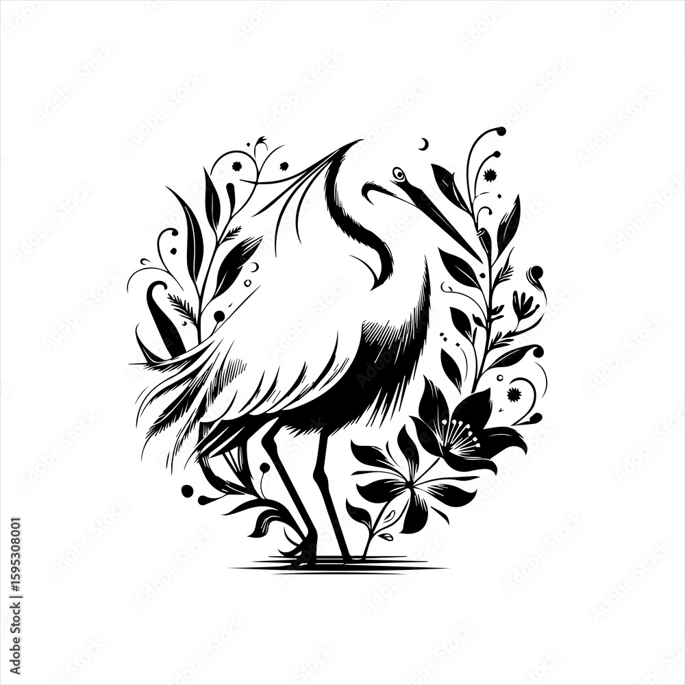 Fototapeta premium Elegant crane illustration