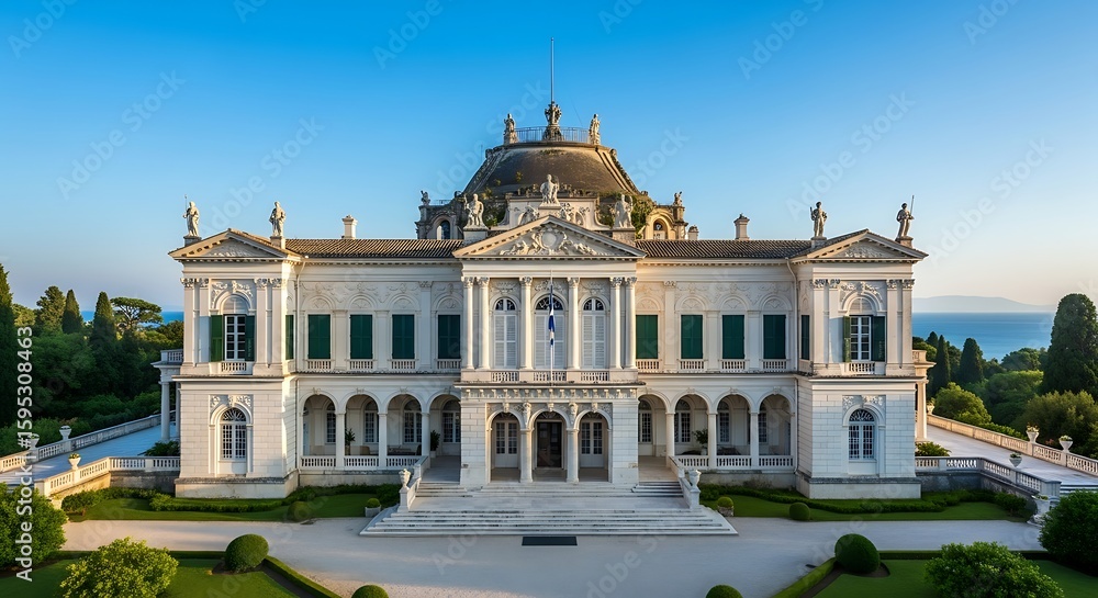 Fototapeta premium Achilleion Palace Corfu Island Greece: A magnificent example of neoclassical architecture