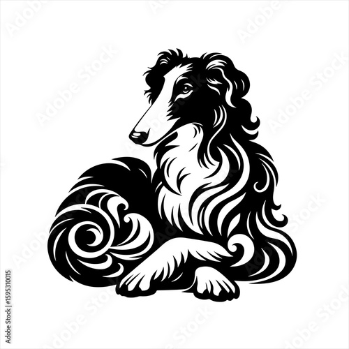 Elegant borzoi dog resting