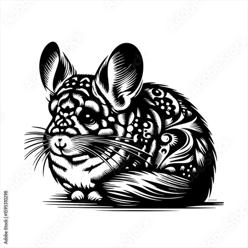 Chinchilla with ornate patterns