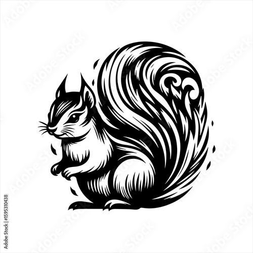A squirrel sitting on its tail