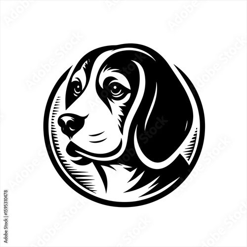A dogs head in a circle