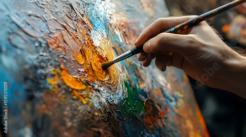 An individual in an art therapy session using bright yellows and greens to symbolize hope, renewal, and growth after trauma.