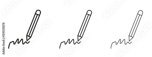 Write icon in stroke art design versions. EPS 10