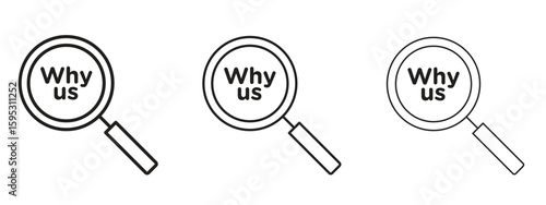Why us icon in stroke art design versions. EPS 10