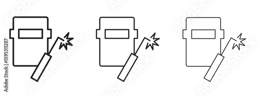 Welding icon in stroke art design versions. EPS 10