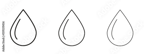 Water drop icon in stroke art design versions. EPS 10