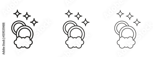 Washing dishes icon in stroke art design versions. EPS 10