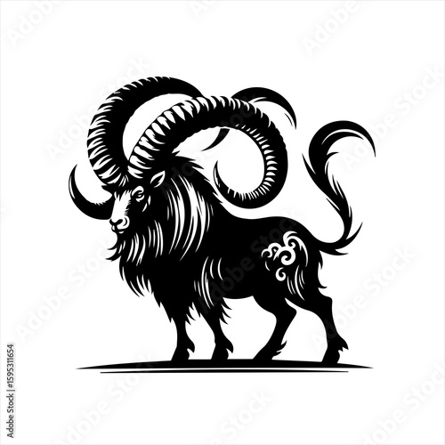 Ram with large horns illustration