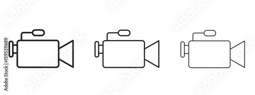 Video camera icon in stroke art design versions. EPS 10