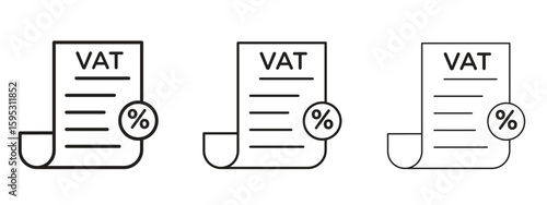 Value added tax VAT icon in stroke art design versions. EPS 10