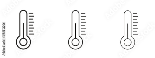 Thermometer icon in stroke art design versions. EPS 10