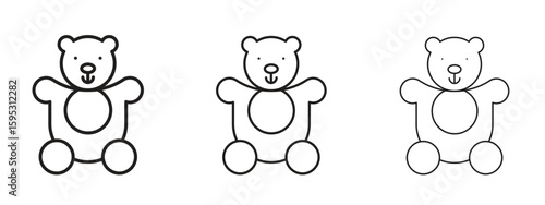 Teddy bear icon in stroke art design versions. EPS 10