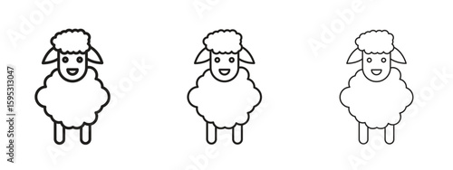 Sheep icon in stroke art design versions. EPS 10