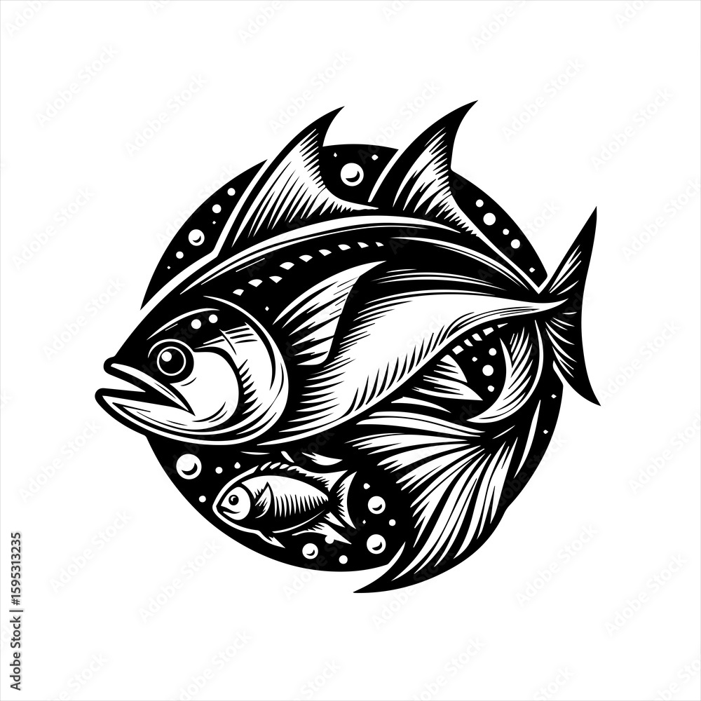 Fototapeta premium Fish illustration isolated on white