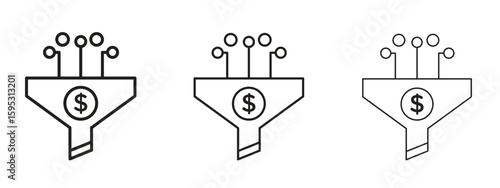 Sales funnel icon in stroke art design versions. EPS 10