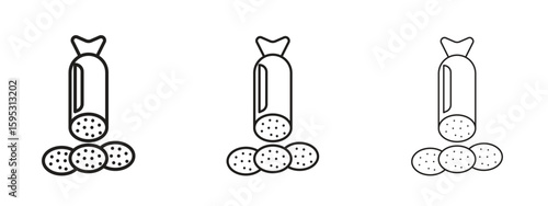 Salami icon in stroke art design versions. EPS 10