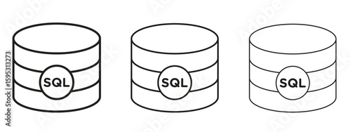 SQL icon in stroke art design versions. EPS 10