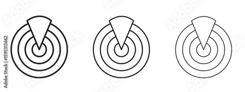 Radar detection icon in stroke art design versions. EPS 10