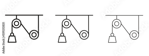 Pulley icon in stroke art design versions. EPS 10