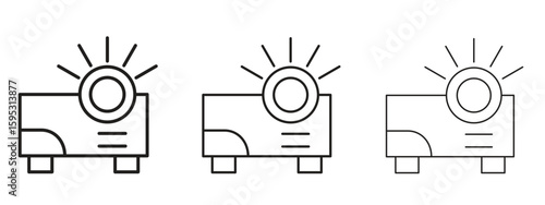 Projector icon in stroke art design versions. EPS 10
