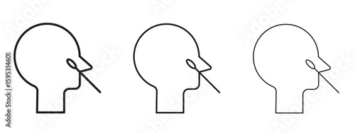Nasal swab icon in stroke art design versions. EPS 10