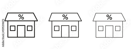Mortgage rate icon in stroke art design versions. EPS 10