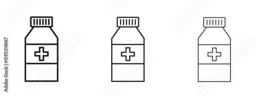 Medicine bottle icon in stroke art design versions. EPS 10