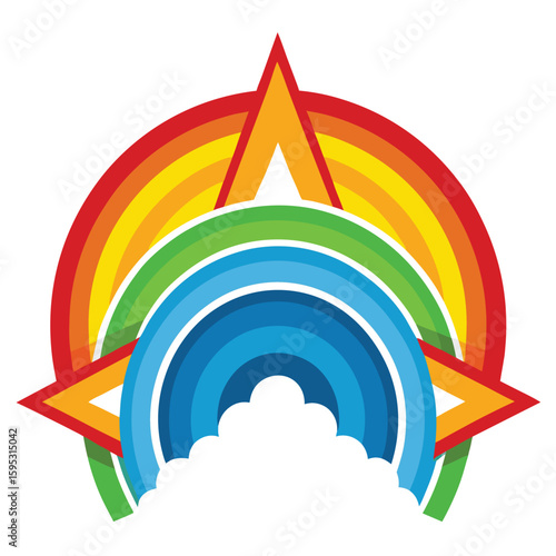 Rainbow with Sky clouds logo design