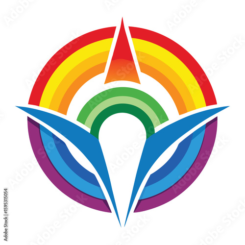 Rainbow with Sky clouds logo design
