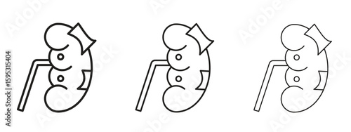Kidney disease icon in stroke art design versions. EPS 10