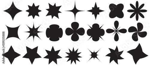Minimalist Vector Geometric Shapes Set. Modern Symbols, Labels and Icons. Stars, Flowers and Circles with ZigZag Edge. EPS 10.