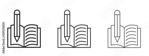 Homework icon in stroke art design versions. EPS 10