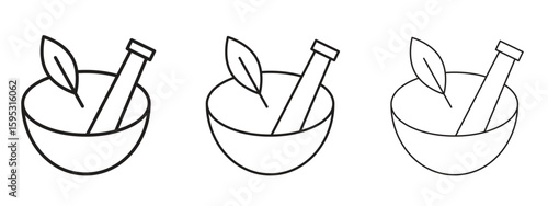 Herbal medicine icon in stroke art design versions. EPS 10