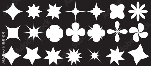 Minimalist Vector Geometric Shapes Set. Modern Symbols, Labels and Icons. Stars, Flowers and Circles with ZigZag Edge. EPS 10.