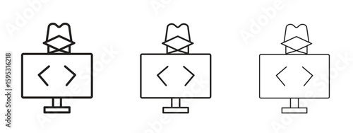 Hacker icon in stroke art design versions. EPS 10